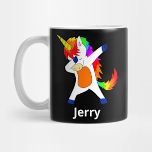 Jerry First Name Personalized Dabbing Unicorn Mug